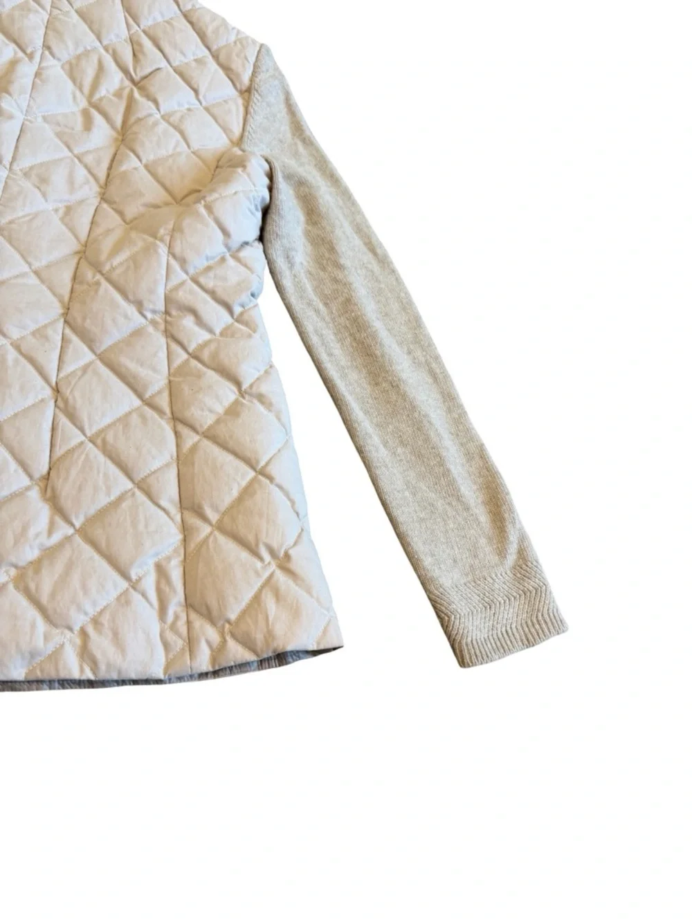 Bogner Down Filled Diamond Quilted Jacket Wool Sleeves Sweater Size 8 Women's